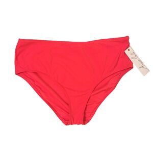 Anne Cole Women High Waisted Bikini Bottoms Sorbet Pink Red Large NWT